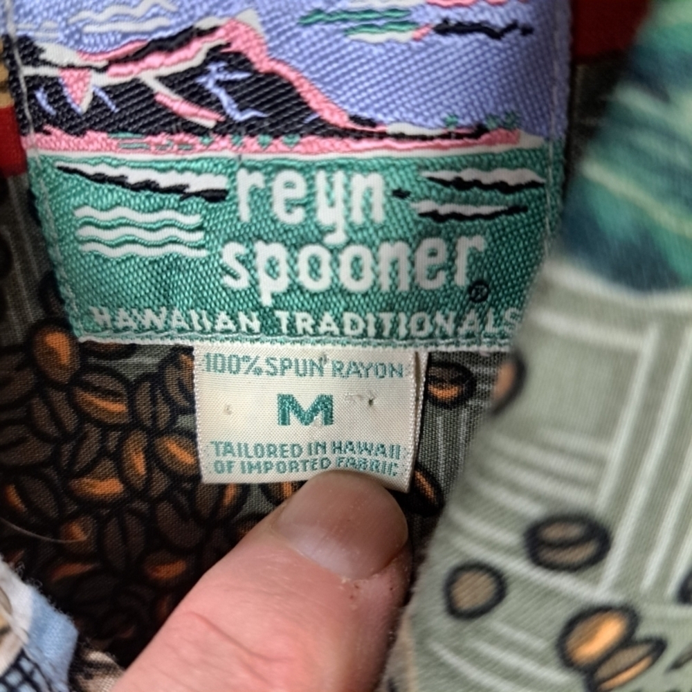 Vntg Reyn Spooner Men's M 90's Y2k Kona Coffee Hawaiian Aloha All Over Print - Picture 14 of 14